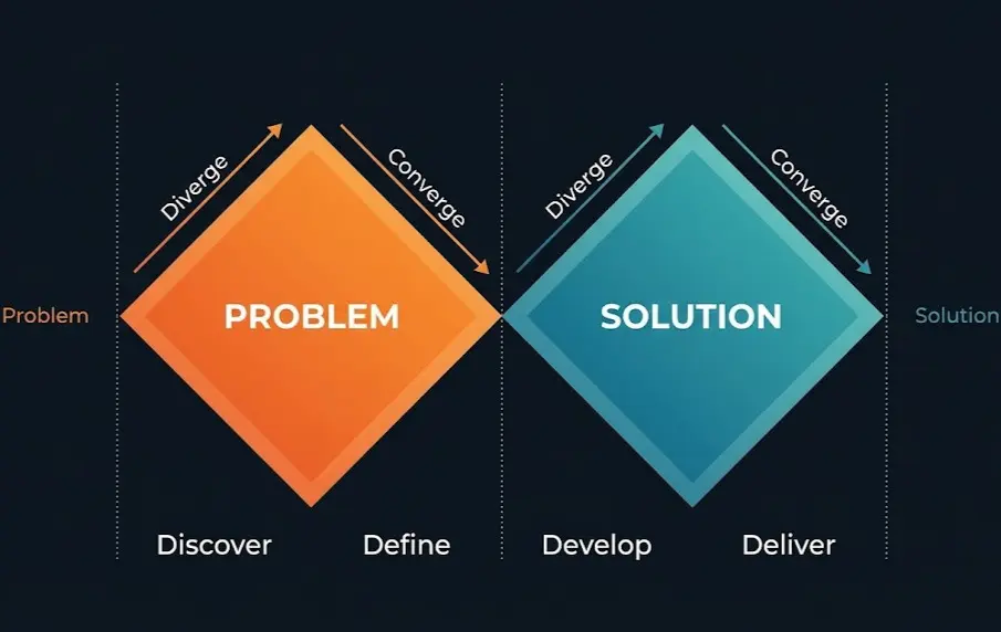 Sơ đồ mô hình Double Diamond trong thiết kế sản phẩm
