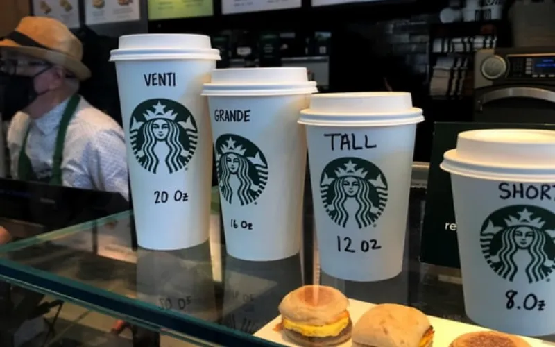 Các size ly Starbucks Tall Grande Venti